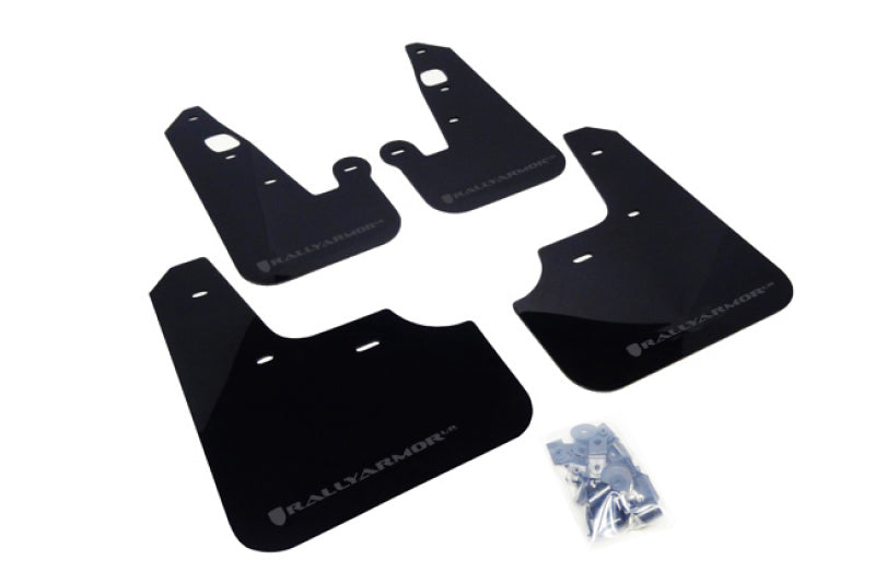 Rally Armor UR Mudflaps Urethane - Mitsubishi Lancer 2007-2012 - Black/Grey - eliteracefab.com