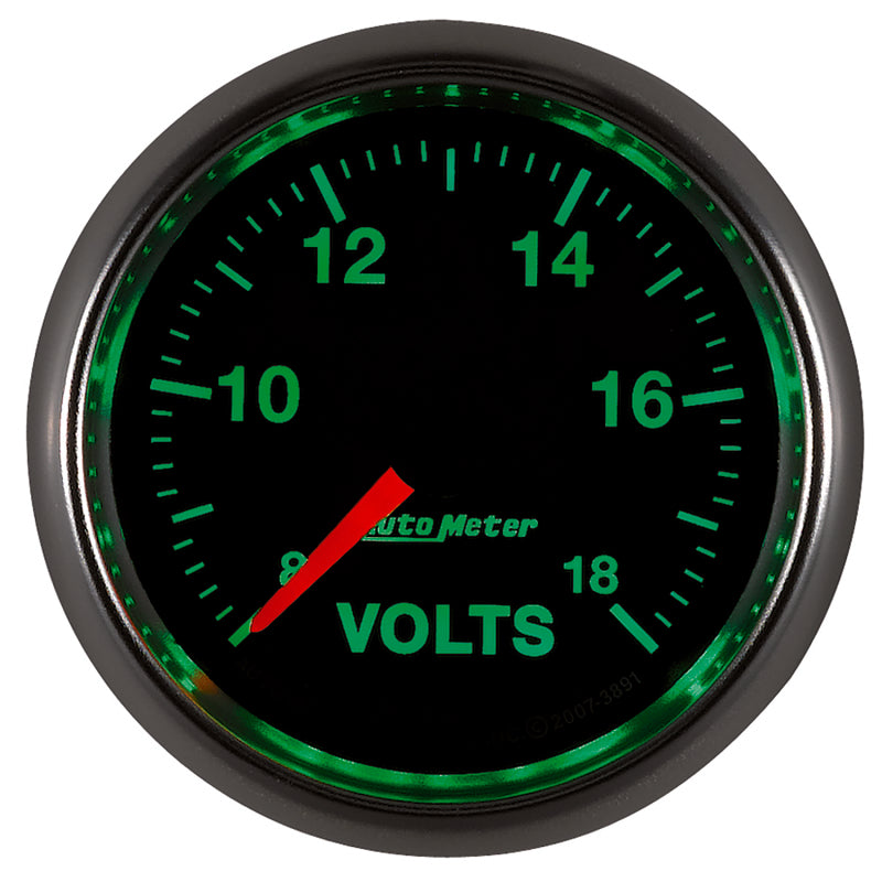 Autometer GS Series 2-1/16in Voltmeter 18V Electrical Gauge Full Sweep 3891