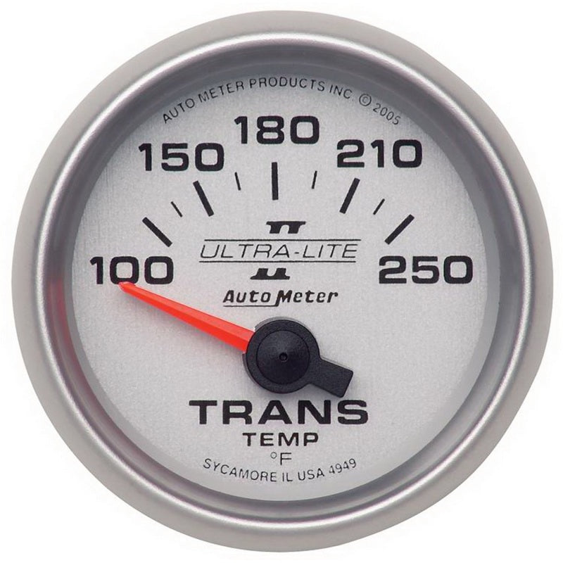 Autometer Ultra-Lite II 52mm 100-250 Deg F Short Sweep Electric Transmission Temperature Gauge 4949
