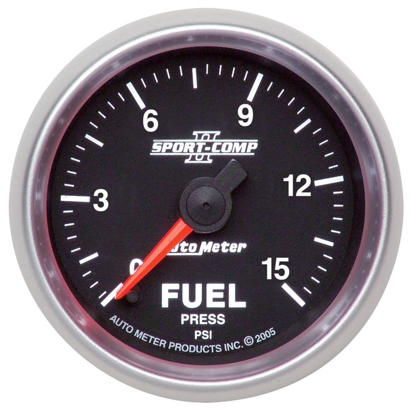 Autometer Sport-Comp II 52mm 0-15 PSI Full Sweep Electronic Fuel Pressure Gauge 3661