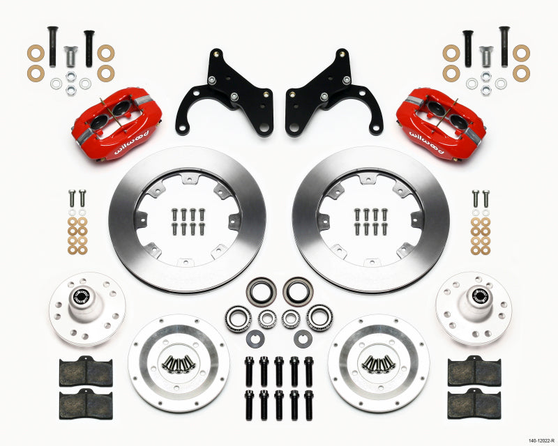 Wilwood Forged Dynalite Front Kit 12.19in Red 65-68 Chevy Impala -Drum Spindle Wilwood