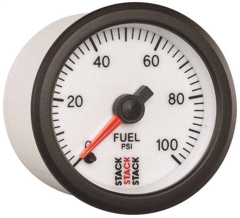 Autometer Stack 52mm 0-100 PSI 1/8in NPTF Male Pro Stepper Motor Fuel Pressure Gauge - White ST3356