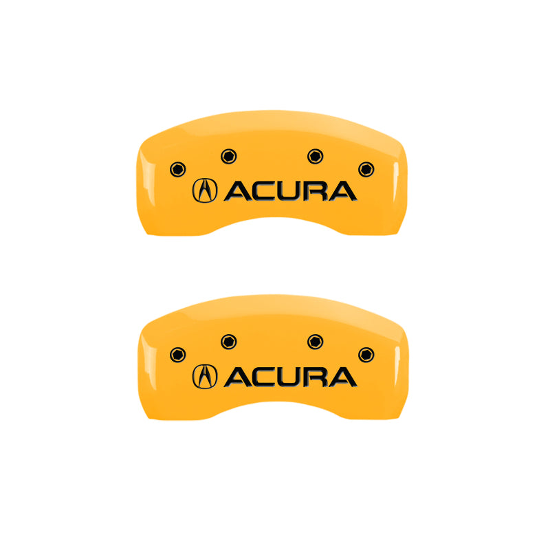 MGP 4 Caliper Covers Engraved Front & Rear Acura Yellow Finish Black Char 2017 Acura MDX MGP