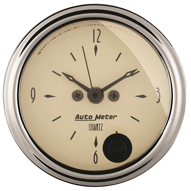Autometer 2-1/16 inch 12 Hour Analog Antique Beige Clock 1885