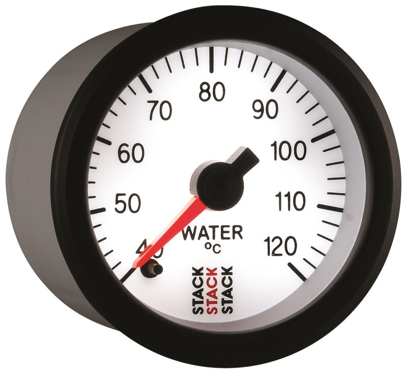 Autometer Stack 52mm 40-120 Deg C 1/8in NPTF Male Pro Stepper Motor Water Temp Gauge - White ST3357