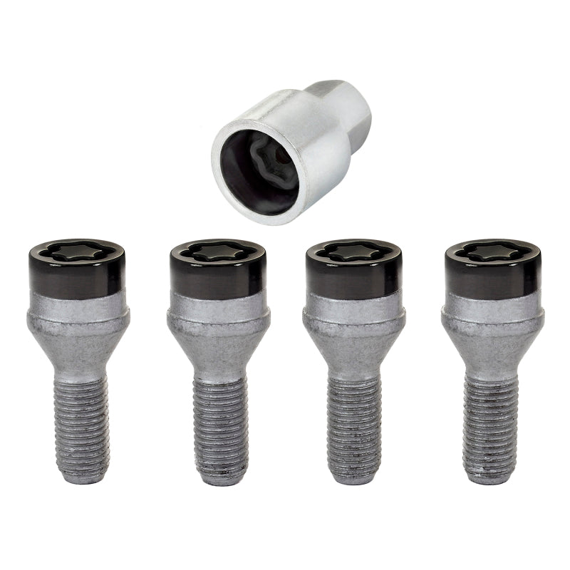 McGard Wheel Lock Bolt Set - 4pk. (Cone Seat) M12X1.5 / 17mm Hex / 25.5mm Shank Length - Black - eliteracefab.com