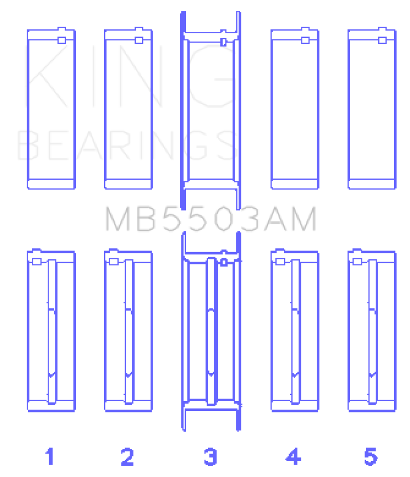 King Ford V8 351ci 5.8L 16v Crankshaft Main Bearing Set (Set of 5) King Engine Bearings