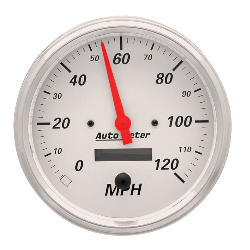 AutoMeter Gauge Speedometer 5in. 120MPH Elec. Prog. W/ Lcd Odo Arctic White 1389