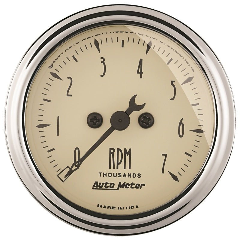 Autometer 2-1/16in Antique Beige In-Dash 7K RPM Tachometer Gauge 1897