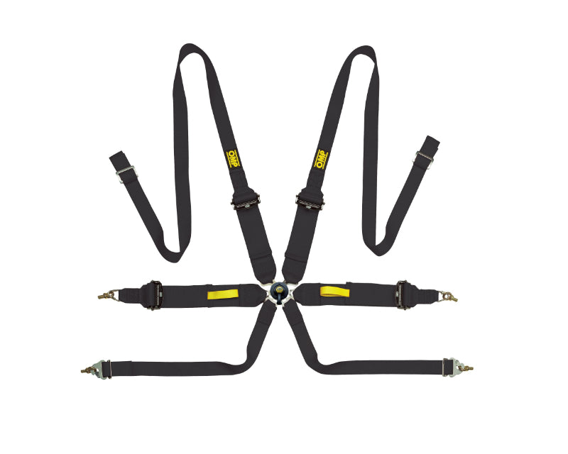 OMP TECNICA 3+2 6-Point Pull-Up Racing Harness - Black - FIA 8853-2016 - DA0-0203-A02-071