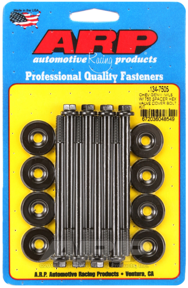 ARP Small Block Chevy GENIII/IV LS Series .750 Spacer Hex Valve Cover Bolt Kit - Black ARP