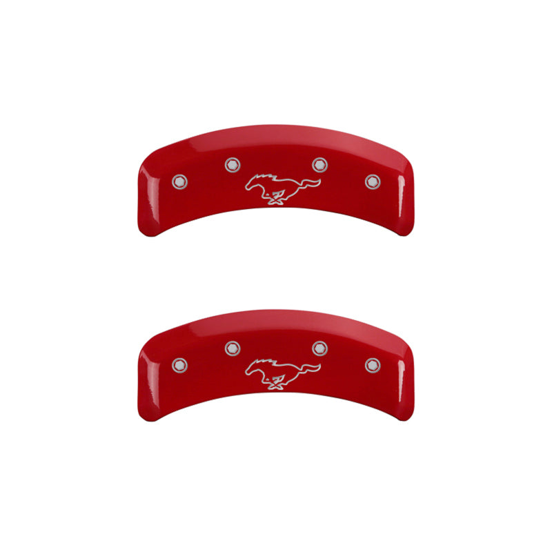 MGP 4 Caliper Covers Engraved Front Mustang Engraved Rear Pony Red finish silver ch - eliteracefab.com
