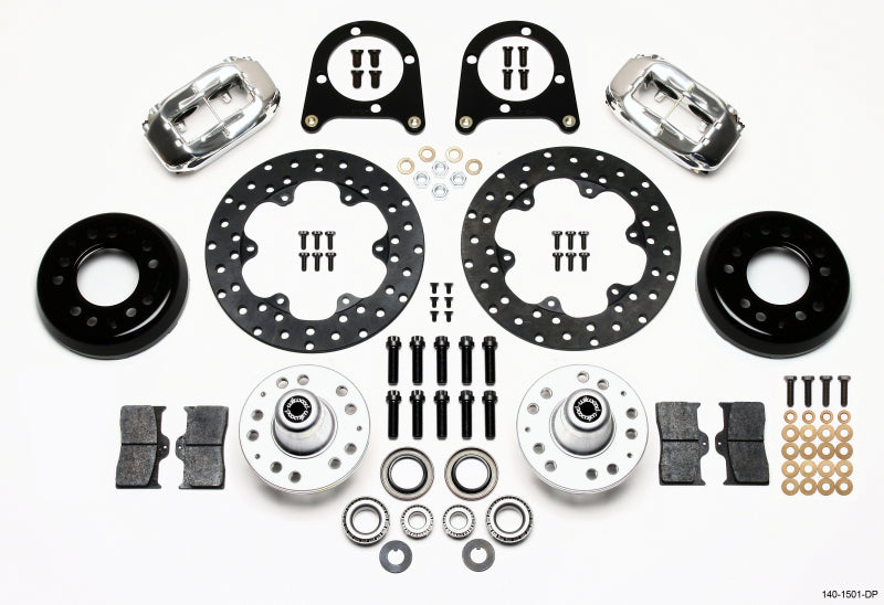 Wilwood Forged Dynalite Front Drag Kit Drilled Polished 37-48 Ford Psgr. Car Spindle Wilwood