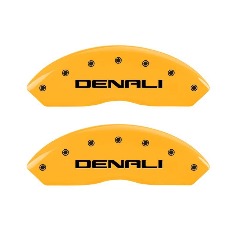 MGP 4 Caliper Covers Engraved Front & Rear Denali Yellow Finish Black Char 2017 GMC Acadia MGP