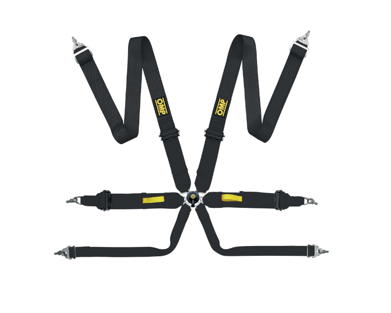 OMP TECNICA 3" 6-Point Pull-Up Racing Harness - Black - FIA 8853-2016 - DA0-0203-A01-071