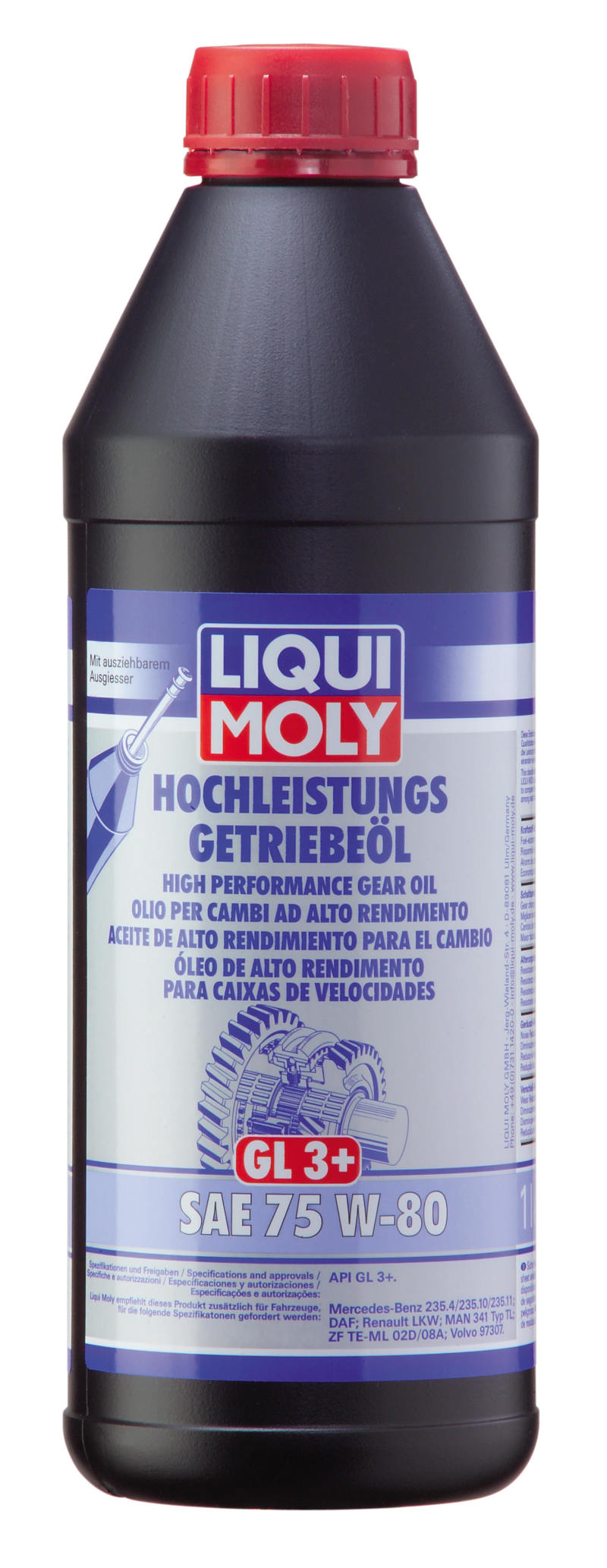 Liqui Moly 22080 High Performance Gear Oil (GL3+) SAE 75W-80 (1L)