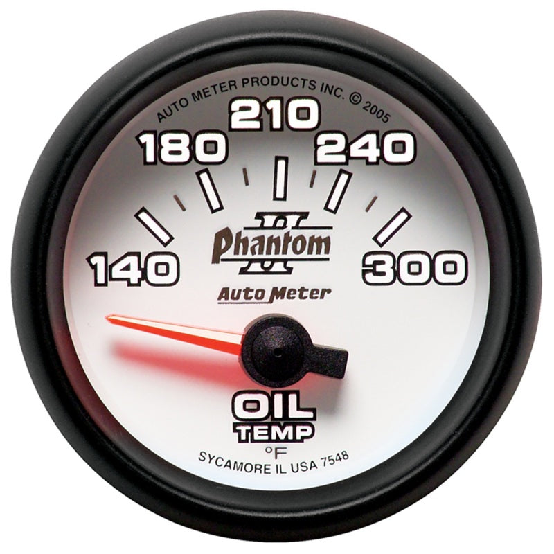 Autometer Phantom II 52mm Short Sweep Electronic 140-300 Deg F Oil Temperature Gauge 7548