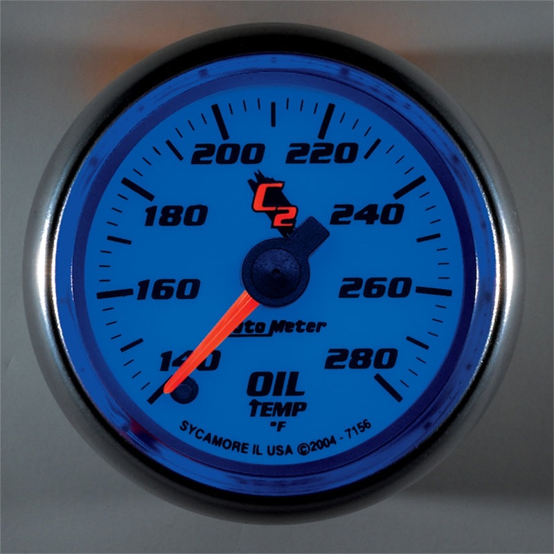 Autometer C2 52mm 140 - 280 Deg. F Electronic Oil Temp Gauge 7156