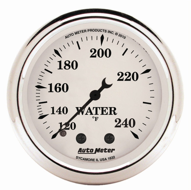 AutoMeter Gauge Water Temp 2-1/16in. 120-240 Deg. F Mech Old Tyme White 1632