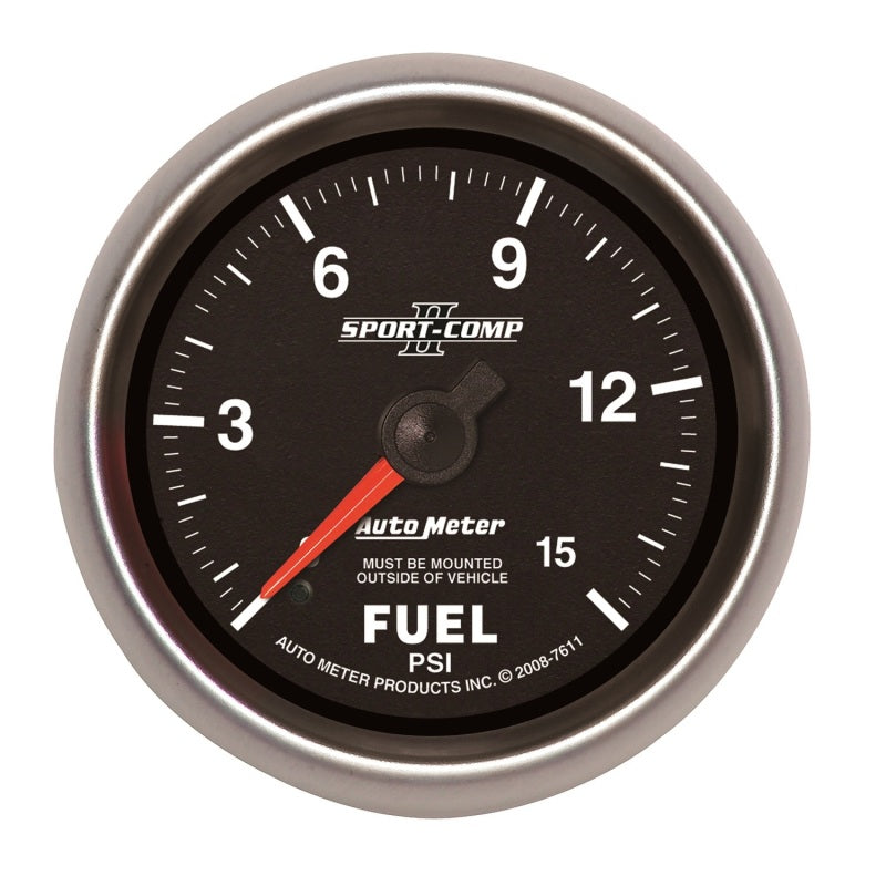 Autometer Sport-Comp II 2-5/8in Mechanical 15PSI Fuel Pressure Gauge 7611