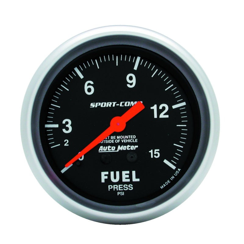 Autometer Sport-Comp 2 5/8in 0-15 PSI Mechanical Fuel Pressure Gauge 3411