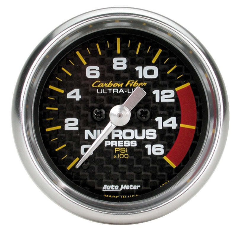 Autometer Carbon Fiber 52mm 0-1600 PSI Full Sweep Electronic Nitrous Pressure Gauge 4774