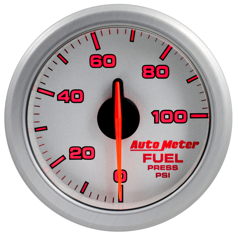 Autometer Airdrive 2-1/6in Fuel Pressure Gauge 0-100 PSI - Silver 9171-UL