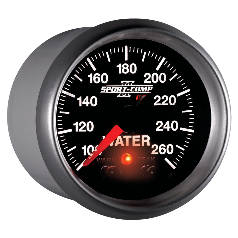 Autometer Sport-Comp II 52.4mm 100-260 Deg F Water Temp Peak & Warn w/ Electronic Control Gauge 3654