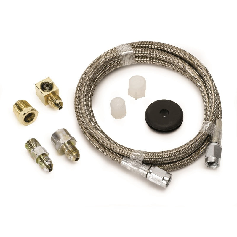 Autometer Braided Stainless Steel Line #3 Dia. 4ft Length -3AN and 1/8in NPTF Fittings 3235