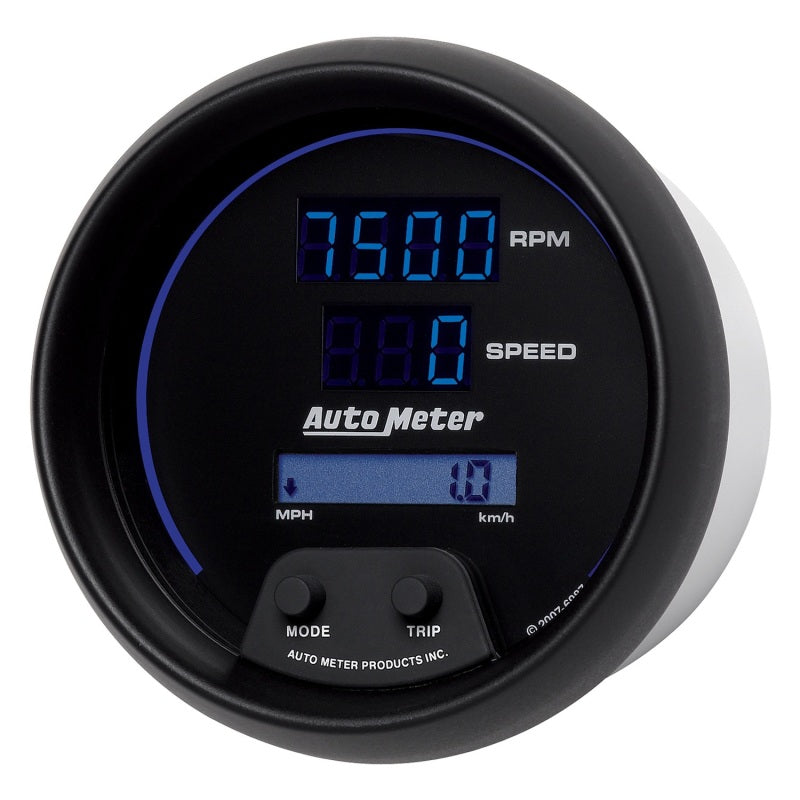 Autometer 85.7mm Black Digital 8000rpm/160mph or 260kmph Electric Tachometer/Speedometer Combo 6987