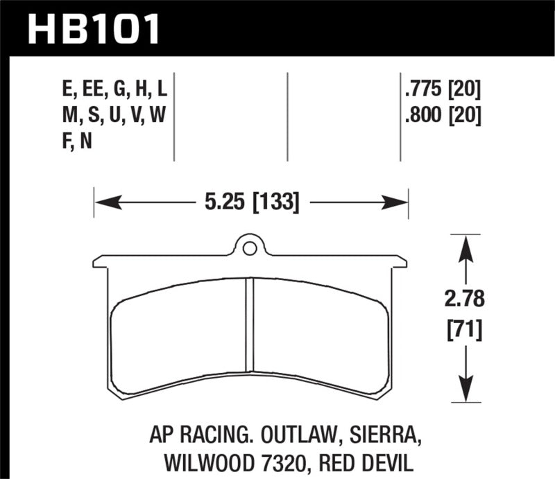 Hawk Performance DTC-50 Brake Pads - HB101V.800 Hawk Performance