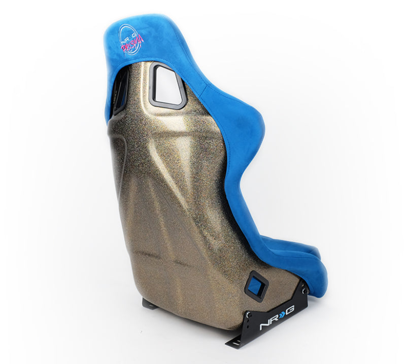 NRG FRP Bucket Seat ULTRA Edition - Large (Blue Alcantara/Gold Glitter Back) - FRP-302BL-ULTRA