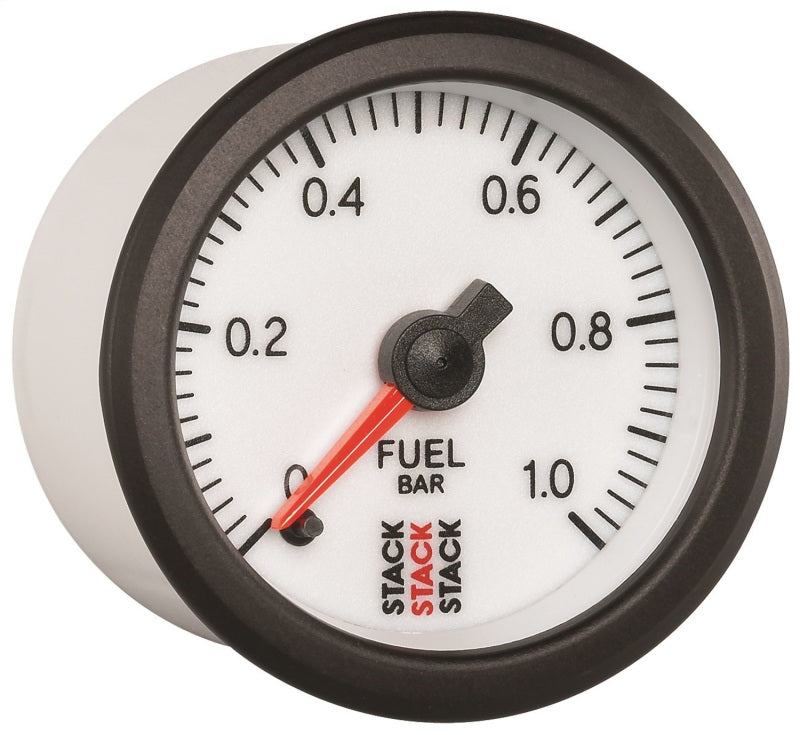 Autometer Stack 52mm 0-1 Bar M10 Male Pro Stepper Motor Fuel Pressure Gauge - White ST3353