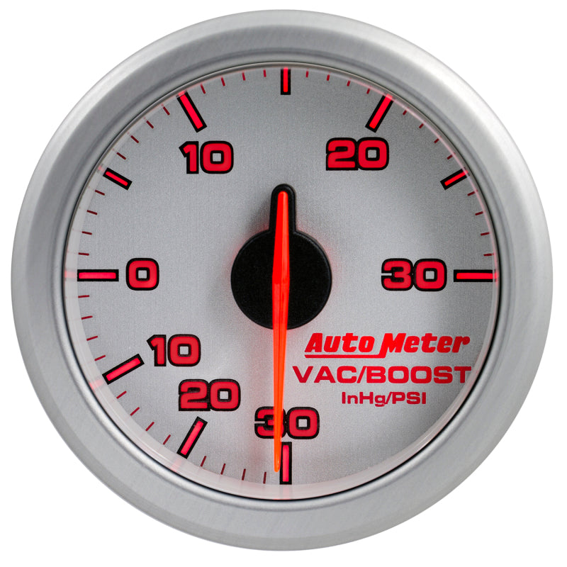 Autometer Airdrive 2-1/6in Boost/Vac Gauge 30in HG/30 PSI - Silver 9159-UL