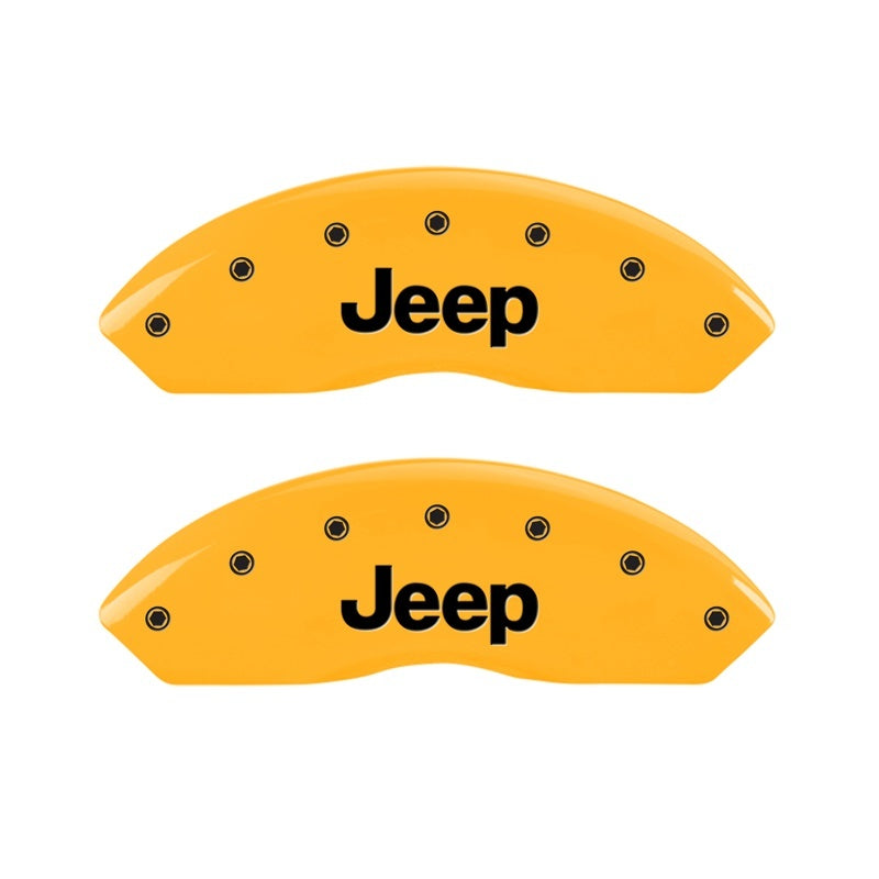 MGP 2 Caliper Covers Engraved Front Jeep Yellow Finish Black Characters 2006 Jeep Wrangler MGP