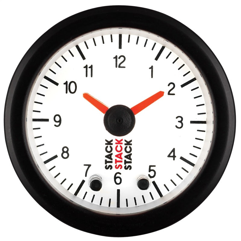 Autometer Stack Analog Clock Gauge - White ST3367