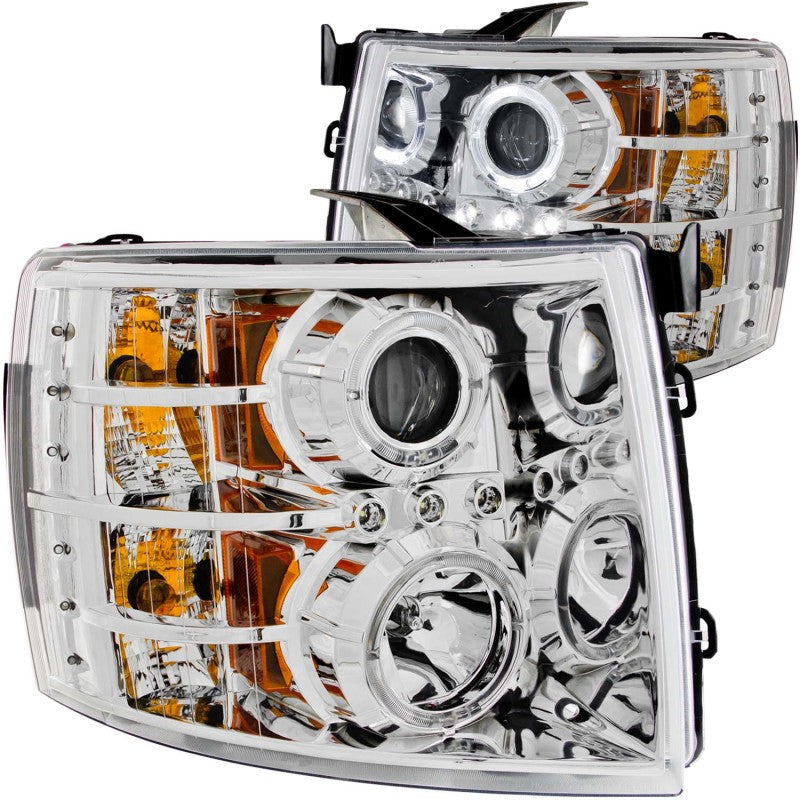 ANZO 2007-2013 Chevrolet Silverado 1500 Projector Headlights w/ Halo Chrome ANZO