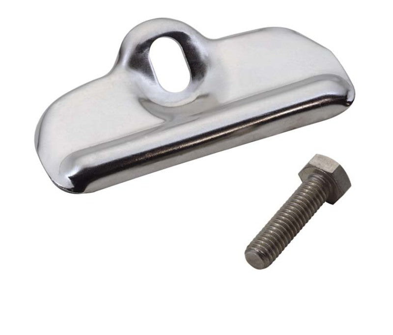 Kentrol 76-86 Jeep CJ Battery Tray Clamp - Polished Silver Kentrol