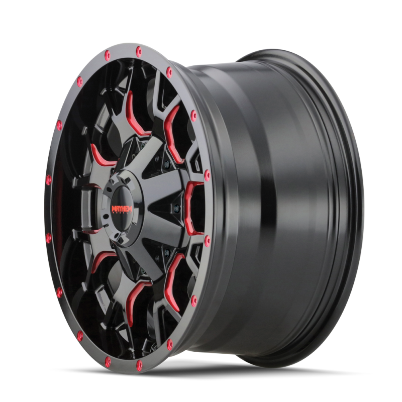 Mayhem 8015 Warrior 18x9 / 6x135 BP / 18mm Offset / 106mm Hub Black w/ Prism Red Wheel Mayhem