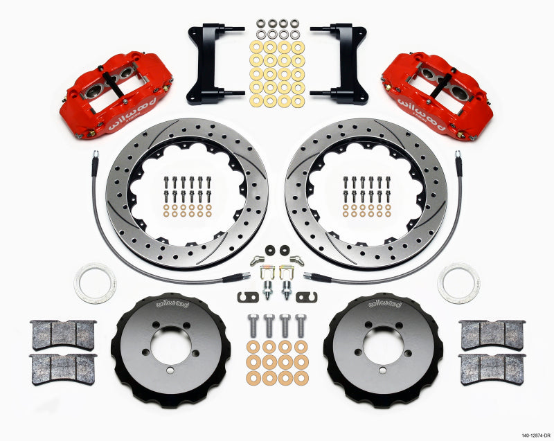 Wilwood Narrow Superlite 6R Front Hat Kit 13.06in Drilled Red 1999-2012 Subaru WRX w/Lines Wilwood