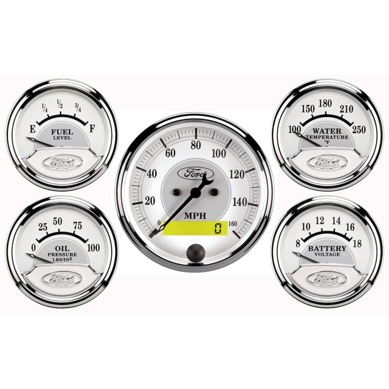 Autometer Ford Racing Kit Box (5 pc In-Dash Elec Speedo/Oil Pressure/Water Temp/Fuel Level/Volt) 880087