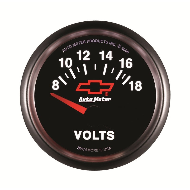 Autometer GM Bowtie Black 2-1/16 Voltmeter 8-18V 3692-00406
