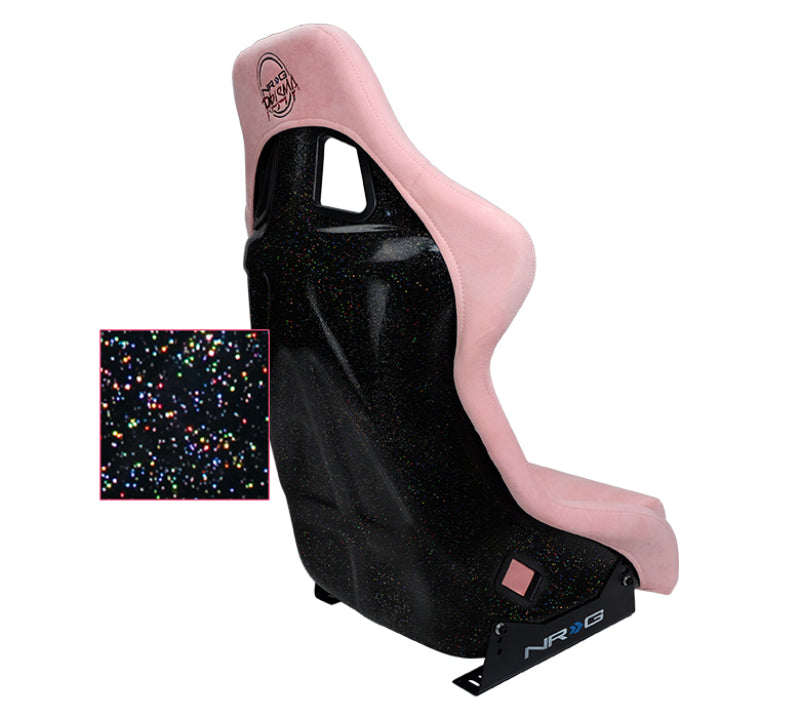 NRG FRP Bucket Seat PRISMA Edition W/ pearlized Back Pink Alcantara - Large - FRP-302PK-PRISMA