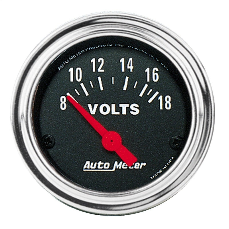 Autometer Traditional Chrome 52mm 8-18 Volts Short Sweep Electricall Voltmeter 2592
