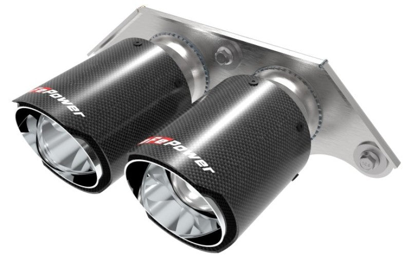 aFe Power Mach Force Xp 4in 304 SS Bolt-On Exhaust Tips Carbon Fiber 14-19 Porsche 911 GT3 3.8L/4.0L aFe