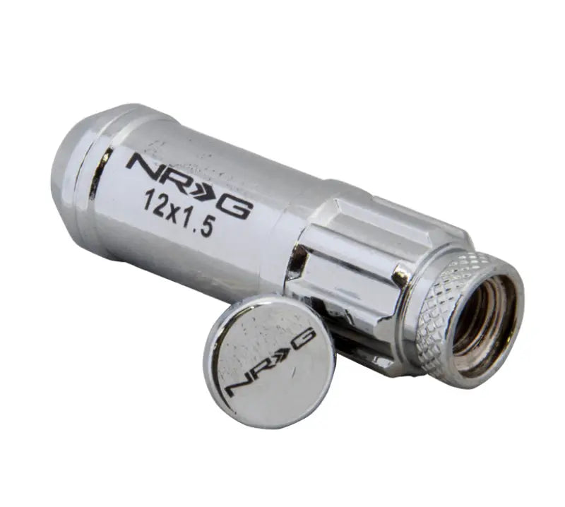 NRG 20-piece 700 Series M12 x 1.5 Steel Lug Nut and dust cap cover Set Silver plus lock socket - eliteracefab.com