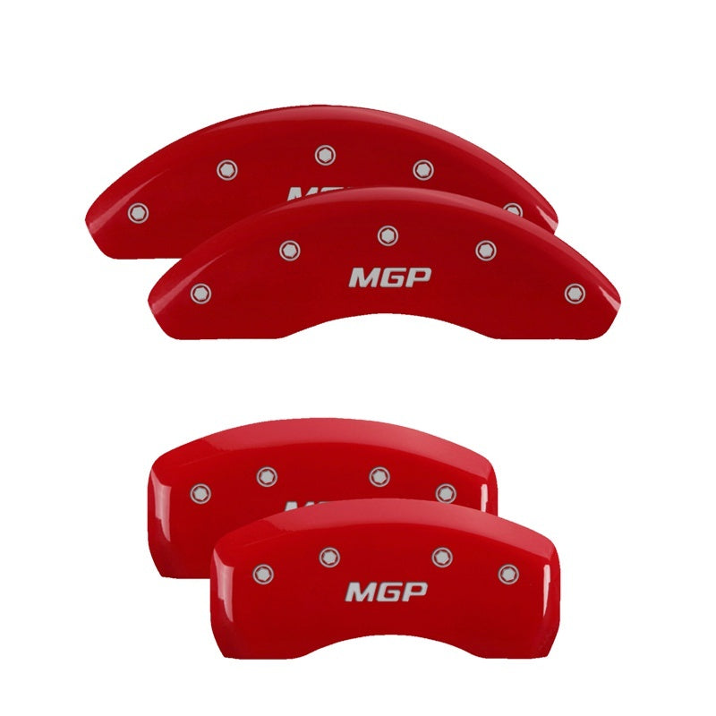 MGP 4 Caliper Covers Engraved Front & Rear MGP Red Finish Silver Char 2017 Buick Cascada MGP