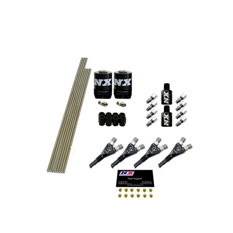 Nitrous Express 4-Cyl Shark Plumb Kit W/ 2 Solenoids & 75 HP Jets, Incl. Hardware - 13393
