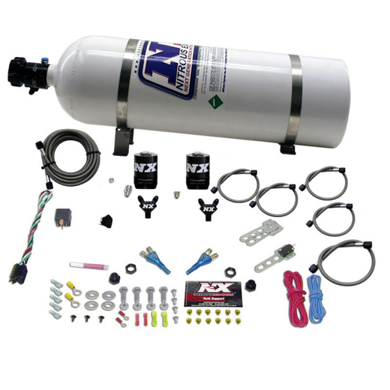 Nitrous Express Dual Nozzle Sport Compact System W/ 15 lb Bottle (35-50-75 HP) - 20616-15