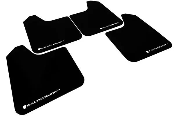 Rally Armor Universal UR Mudflaps Black Urethane White Logo - eliteracefab.com
